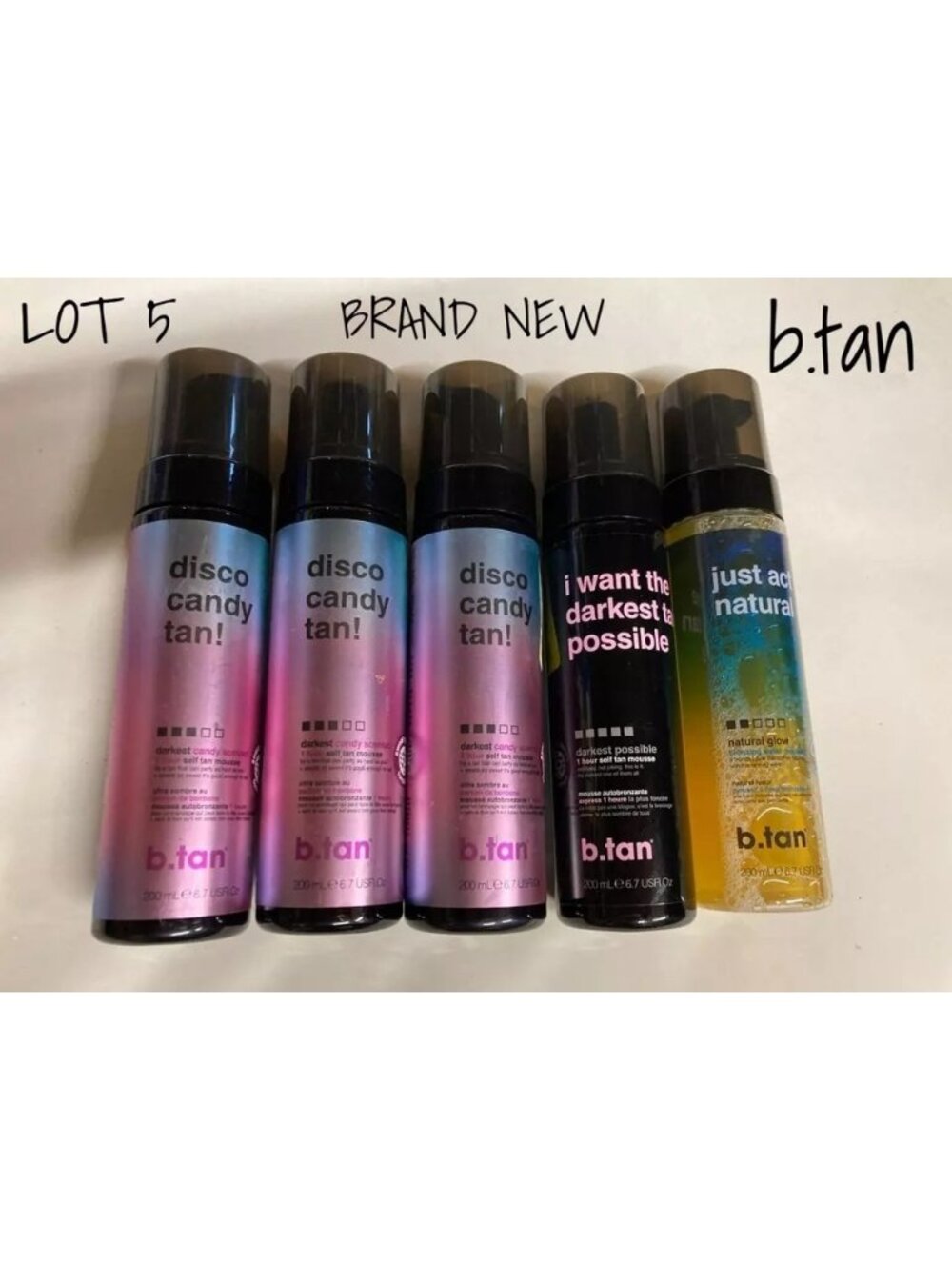 B.Tan Disco Candy Glow Self Tanning Mousse - 6.7oz Vegan Bronzer (Pack of 5)
